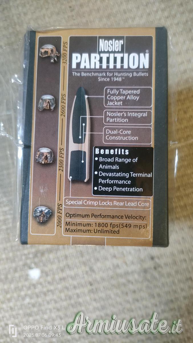 proiettili cal 6,5 Nosler Partition proiettili cal 6,5 Nosler Partition