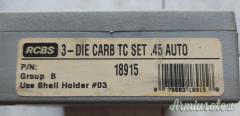 DIES SET RCBS AL CARBURO DI TUNGSTENO 45 ACP+TAPER+SHELL HOLDER