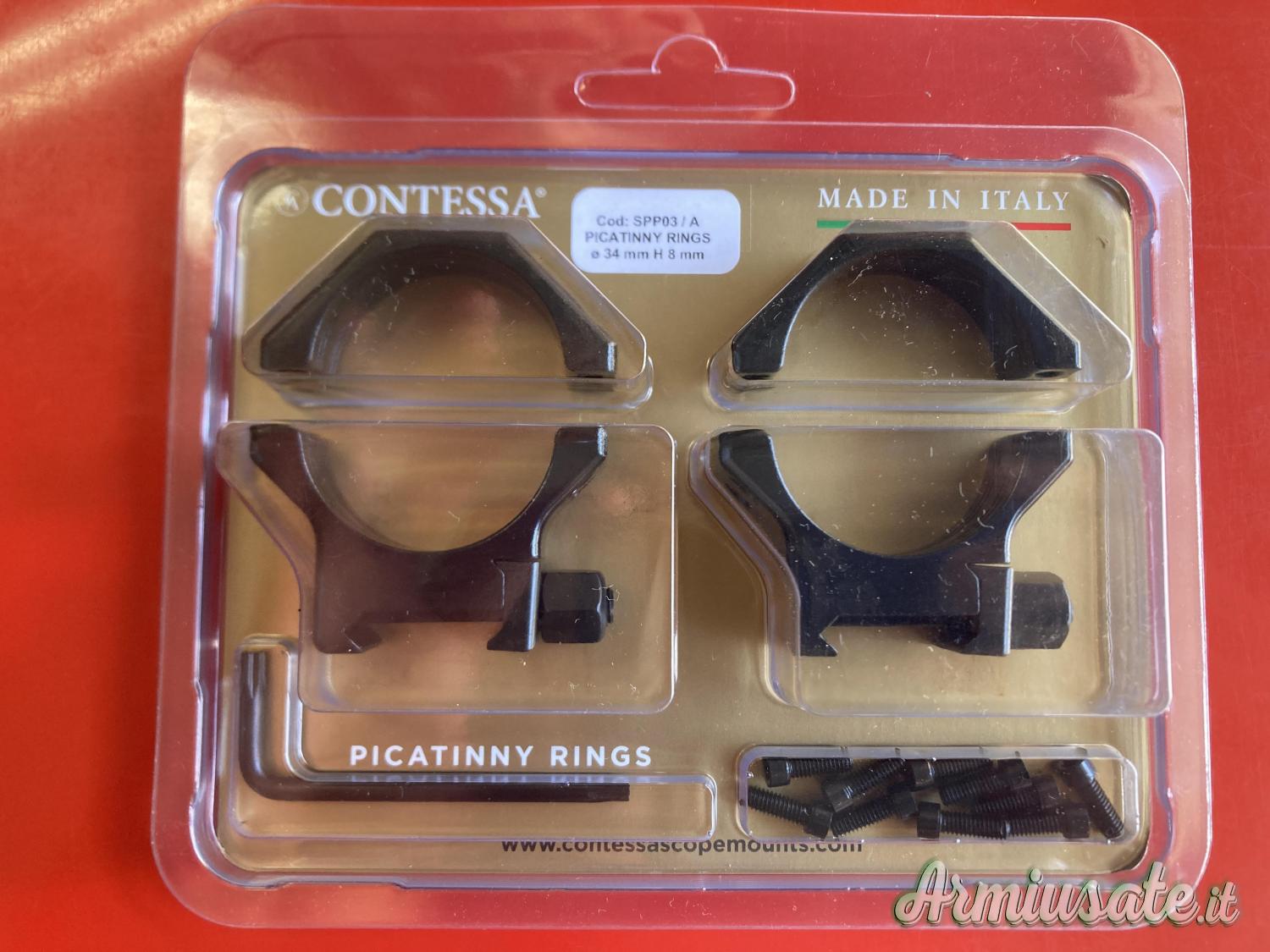 Anelli Contessa acciaio 34mm H8 attacco Picatinny Anelli Contessa acciaio 34mm H8 attacco Picatinny