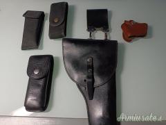 fondina in cuoio (Beretta 92/98) + porta caricatori e porta manette