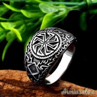 Anello con simbologia norrena e nazista realizzato in acciao inossidabile (POST-BELLICO)