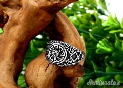 Anello con simbologia norrena e nazista realizzato in acciao inossidabile (POST-BELLICO)
