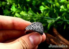 Anello con simbologia norrena e nazista realizzato in acciao inossidabile (POST-BELLICO)