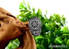 Anello con simbologia norrena e nazista realizzato in acciao inossidabile (POST-BELLICO)