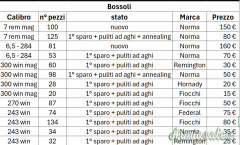 Bossoli di vario calibro nuovi o di primo sparo