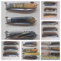 Tre coltelli da collezione caccia anni 50 multifunzione con estrattori