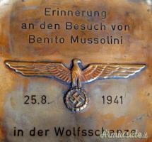 Posacenere per visita Mussolini in “WOLFSSCHANZE” 25.8.1941 con expertise (GERMANIA WW2)