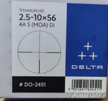 Ottica Delta titanium HD 2.5-10x56. Reticolo 4a illuminato + attacco completo