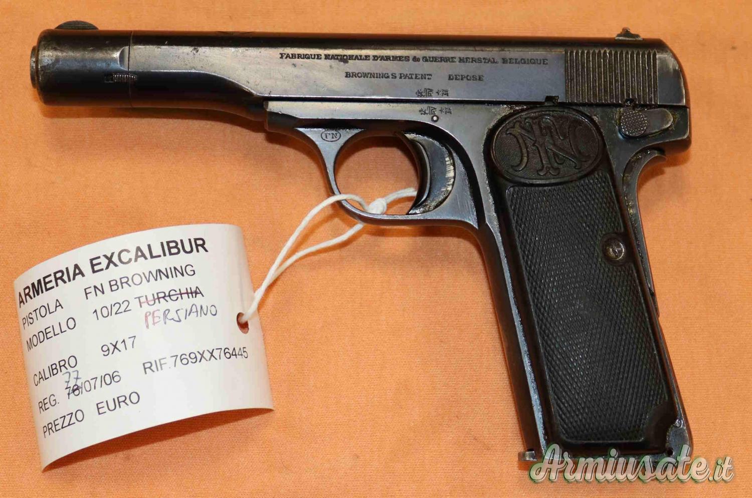 Pistola FN Browning 10/22 contratto Persiano in calibro 9x17 Pistola FN Browning 10/22 contratto Persiano in calibro 9x17