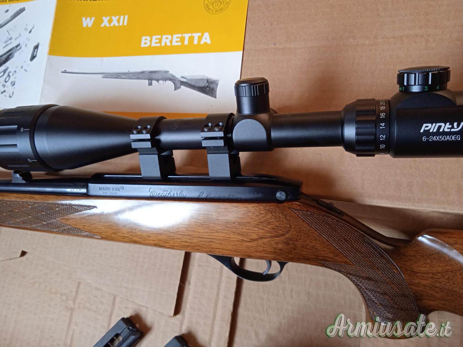 Beretta Weatherby Mark XXII con ottica 6-24x50 illuminata Beretta Weatherby Mark XXII con ottica 6-24x50 illuminata