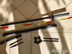KATANA FANTASY - KATANA NERA Replica COLLEZIONE, Con 4 Kunai E 2 Stelle Ninja KATANA FANTASY - KATANA NERA Replica COLLEZIONE, Con 4 Kunai E 2 Stelle Ninja
