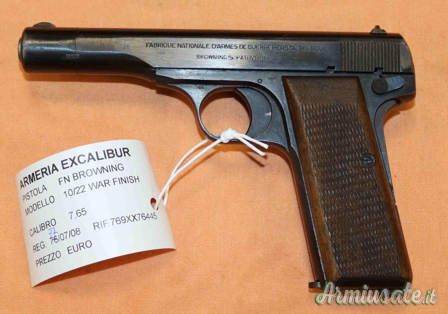 Pistola FN Browning 10/22 War Finish Cal. 7,65 Pistola FN Browning 10/22 War Finish Cal. 7,65