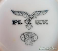 Rara tazza da latte, thè e/o caffè con sottopiatto d’epoca nazista servizio superiore per LUFTWAFFE
