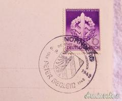 Cartolina d’epoca nazista con il “FÜHRER” Adolf Hitler ed al verso bollo con annullo postale 1942