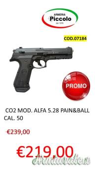 PISTOLA CO2 MOD. ALFA 5.28 PAIN&BALL CAL. 50 OFFERTA 219,00€