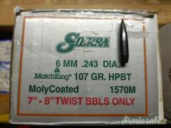 SIERRA matchKing HPBT 107gr moly 6mm (1570M) 500pz