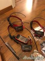 Dispositivo portatile Garmin Alpha 100 usato con 3 unità di collare TT25, come nuovo.