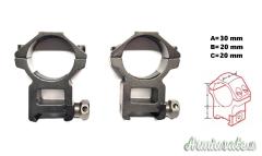 Coppia anelli ø 30 mm H 20 mm per basi Weaver