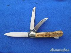 Coltello multiuso da caccia Indiana Maniago manico in corno