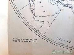 Testo epoca fascista “VOLI PER IL MONDO” di Ferrarin con lettera di compiacimento di Mussolini