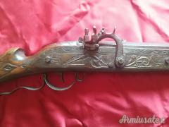 Raro Fucile a Miccia (Matchlock) Orientale - Antico Originale - Calcio interamente Scolpito