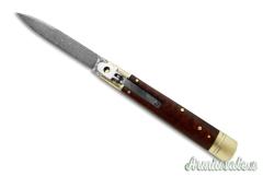 Coltello a scatto Cm.23 Mod.Leverletto Slsw/23 Legno di serpente ( Snake wood ) Damasco