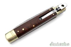 Coltello a scatto Cm.23 Mod.Leverletto Slsw/23 Legno di serpente ( Snake wood ) Damasco