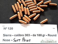 N° 120 palle – calibro 303 – da 180 gr – Soft Point
