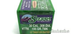 Palle Sierra Tipped Matchking Cal 30 Gr 195 TMK