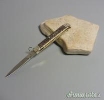 Coltello a scatto Cm.28 Mod.Falcon chiusura anello Corno di cervo europeo reale naturale