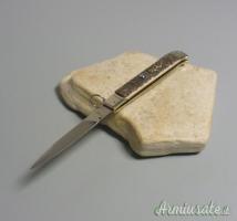 Coltello a scatto Cm.28 Mod.Falcon chiusura anello Corno di cervo europeo reale naturale