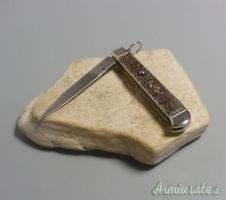 Coltello a scatto Cm.28 Mod.Falcon chiusura anello Corno di cervo europeo reale naturale