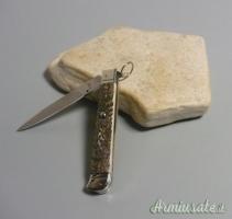 Coltello a scatto Cm.28 Mod.Falcon chiusura anello Corno di cervo europeo reale naturale