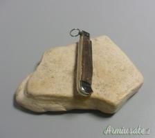 Coltello a scatto Cm.28 Mod.Falcon chiusura anello Corno di cervo europeo reale naturale