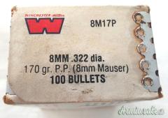 Palle 8mm Winchester 170 gr. Power Point 212 pz.