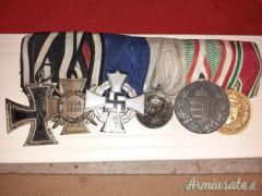 MEDAGLIERE CON 6 MEDAGLIE CON CROCE DI FERRO 1914