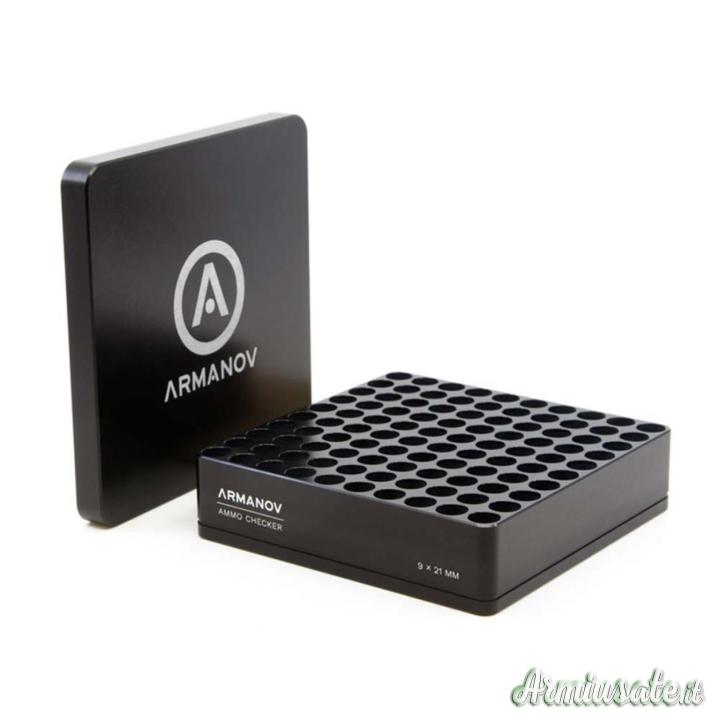 ARMANOV Ammo Checker Misurazione Altezza delle Cartucce con Coperchio 100rnd 9x21mm