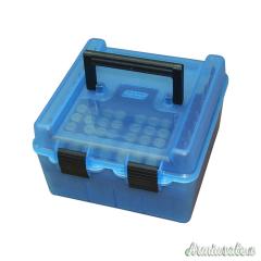 MTM Portacolpi R-100 .22.250-375H&H Blu Trasparente