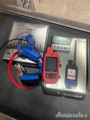 Palmare e collare gps di marca Tr-Dog modello Tron 7 con collare gps con beeper.