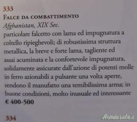 Falcetto da Combattimento Afghanistan XIX Secolo