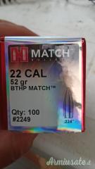 Palle hornady match Cal 22 da 52 Gn