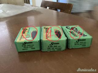 VENDO palle cal.6 mm/ .243 varie