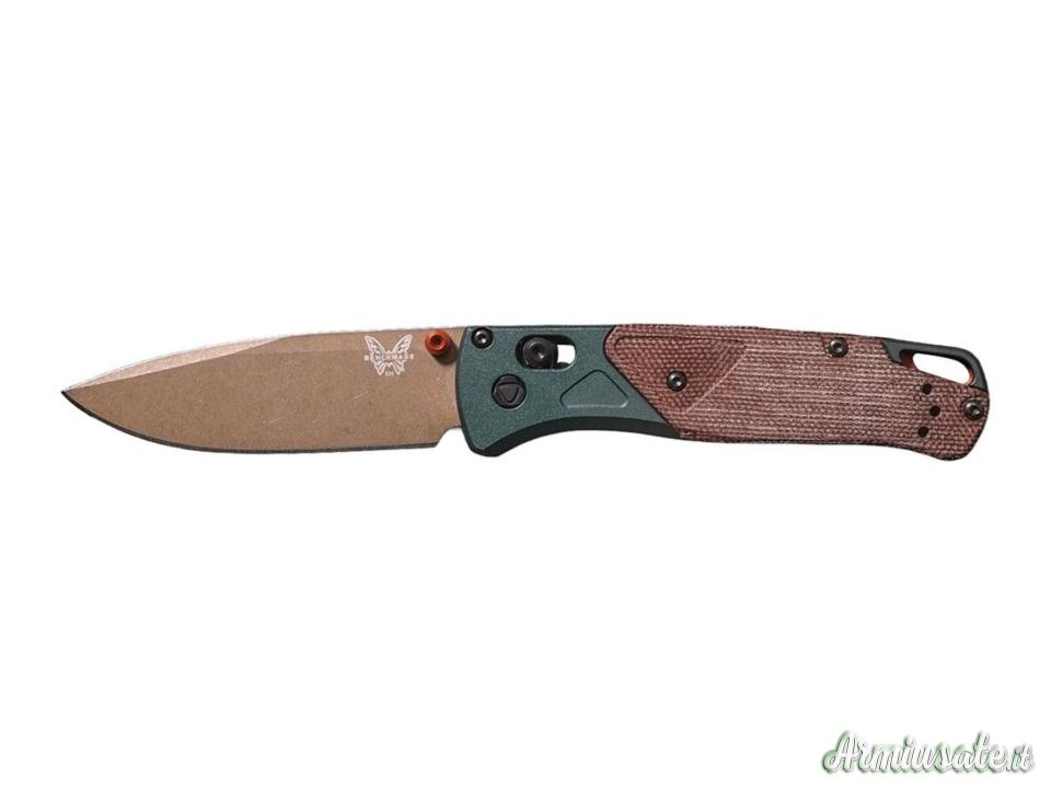 Benchmade BUGOUT 535FE-2602 TAIGA GREEN ALUMINIUM / BROWN CANVAS MICARTA