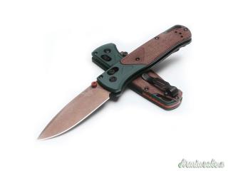 Benchmade BUGOUT 535FE-2602 TAIGA GREEN ALUMINIUM / BROWN CANVAS MICARTA