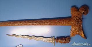 Kris balinese decorativo – lama pamor – intaglio artigianale – 90 €