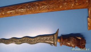 Kris balinese decorativo – lama pamor – intaglio artigianale – 90 €