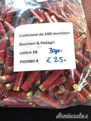 100 munzioni Baschieri & Pellagri Calibro 28 Piombo 6 da 30 gr