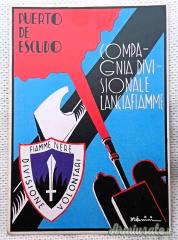 Cartolina Divisione Volontari FIAMME NERE “23 MARZO” - 2^ Compagnia Lanciafiamme (2^ ristampa)