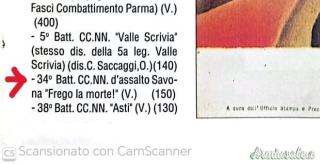 Rara cartolina commemorativa del XXXIV° BATTAGLIONE CC.NN. D’ASSALTO “SAVONA” (2^ ristampa)