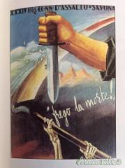 Rara cartolina commemorativa del XXXIV° BATTAGLIONE CC.NN. D’ASSALTO “SAVONA” (2^ ristampa)